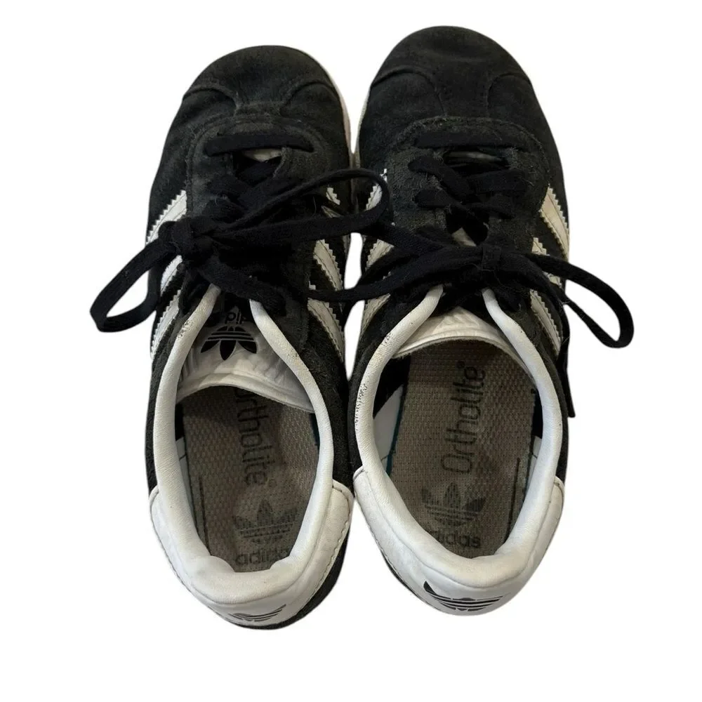 Adidas Gazelle Black & White Suede Sneakers Youth Kids Size 1 Stripes Retro